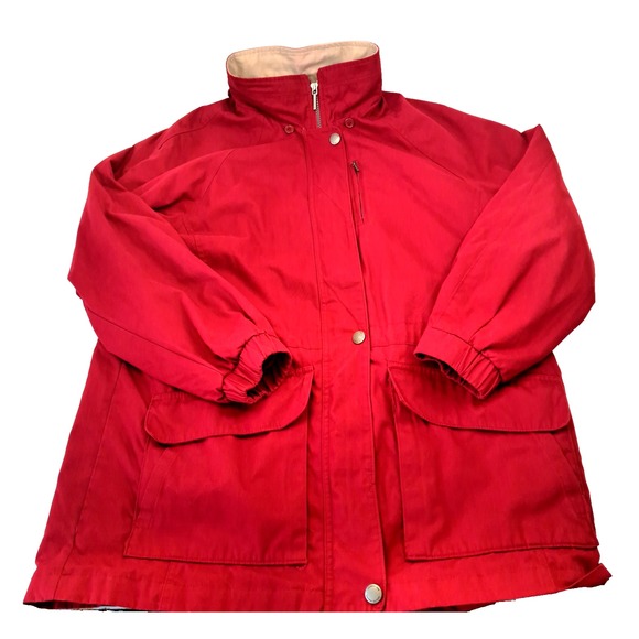 London Fog Jackets & Blazers - London Fog Lined Jacket Coat Women's L Red Pockets NO HOOD